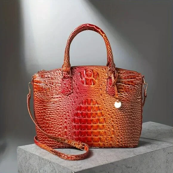 Stunning Gradient Crocodile Pattern Handbag Crossbody Purse for Women - Picture 2 of 6